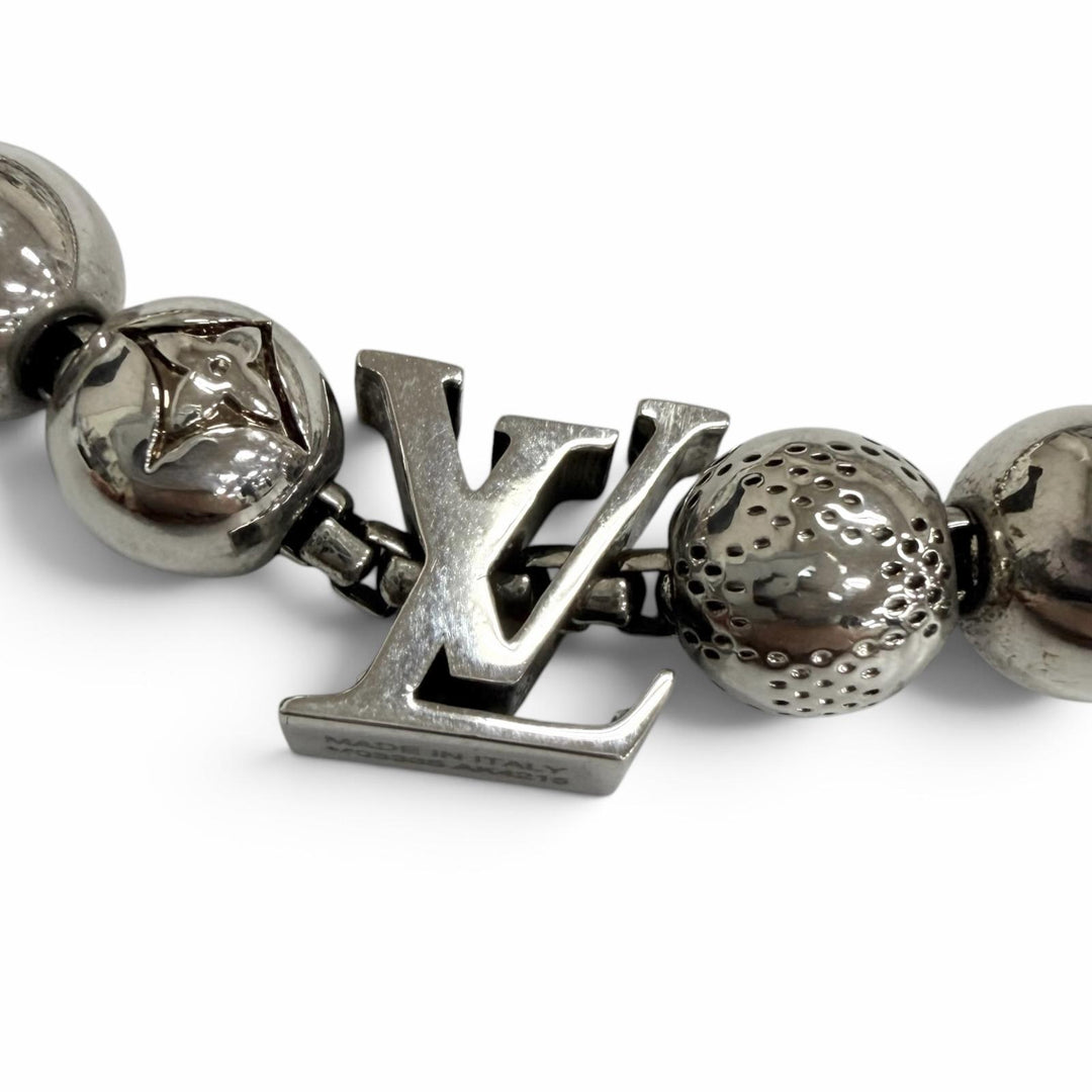 美品□LOUIS VUITTON ルイヴィトン 2025年製 M03335 ネックレス・ダミエ ステープル ボール アクセサリー シルバー イタリア製 メンズ