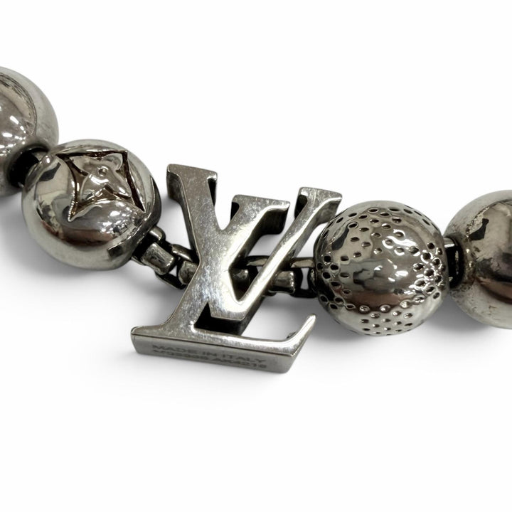 美品□LOUIS VUITTON ルイヴィトン 2025年製 M03335 ネックレス・ダミエ ステープル ボール アクセサリー シルバー イタリア製 メンズ