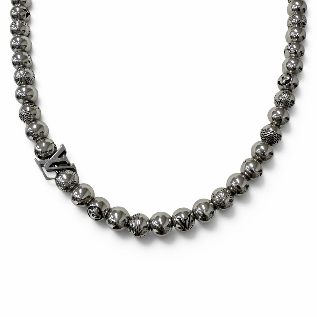 美品□LOUIS VUITTON ルイヴィトン 2025年製 M03335 ネックレス・ダミエ ステープル ボール アクセサリー シルバー イタリア製 メンズ