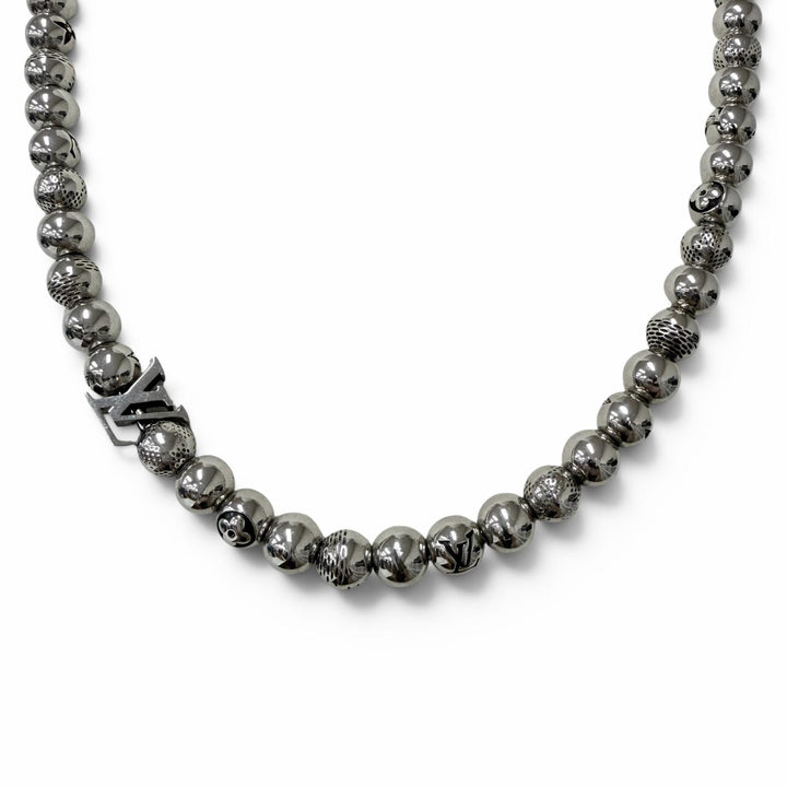 美品□LOUIS VUITTON ルイヴィトン 2025年製 M03335 ネックレス・ダミエ ステープル ボール アクセサリー シルバー イタリア製 メンズ