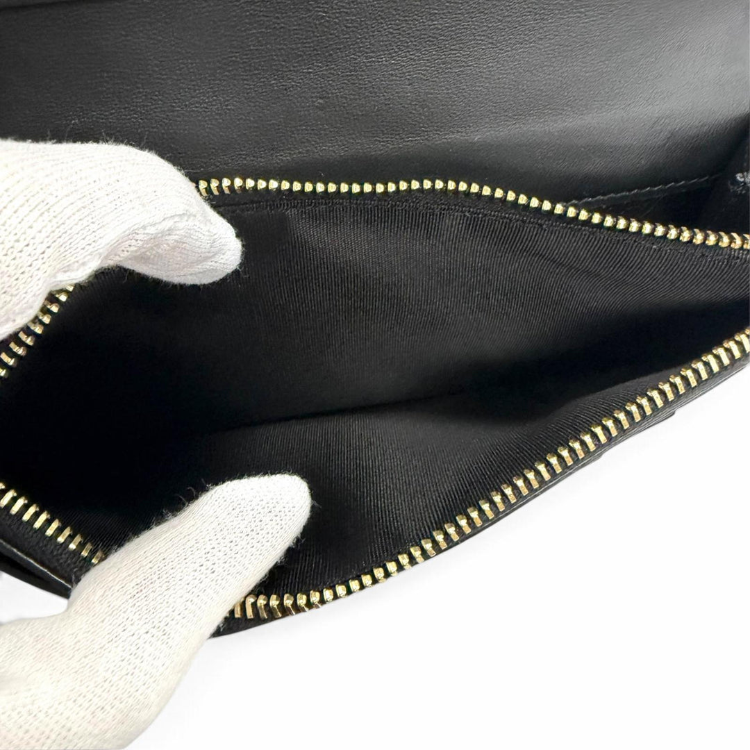 未使用品□SAINT LAURENT PARIS サンローランパリ 864305 レザー クロコダイル型押し 長財布 ブラック ゴールド金具 イタリア製 メンズ