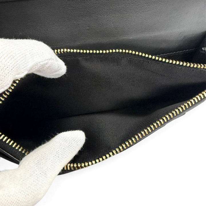 未使用品□SAINT LAURENT PARIS サンローランパリ 864305 レザー クロコダイル型押し 長財布 ブラック ゴールド金具 イタリア製 メンズ