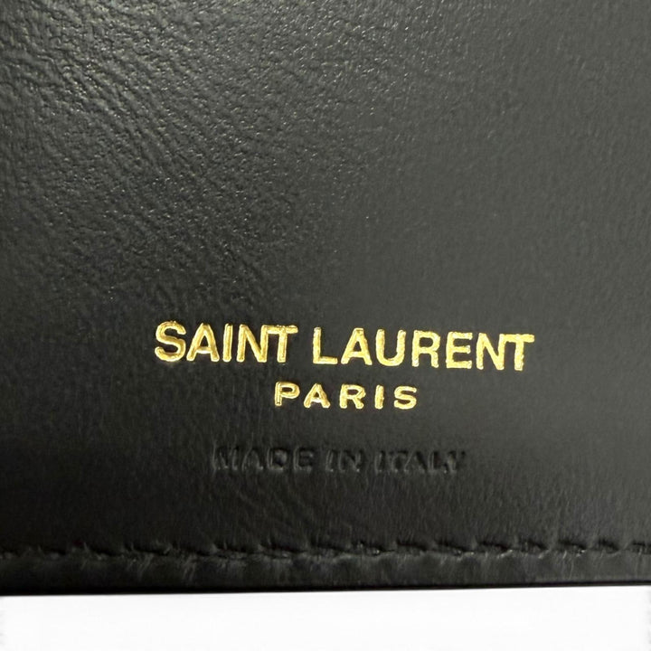 未使用品□SAINT LAURENT PARIS サンローランパリ 864305 レザー クロコダイル型押し 長財布 ブラック ゴールド金具 イタリア製 メンズ