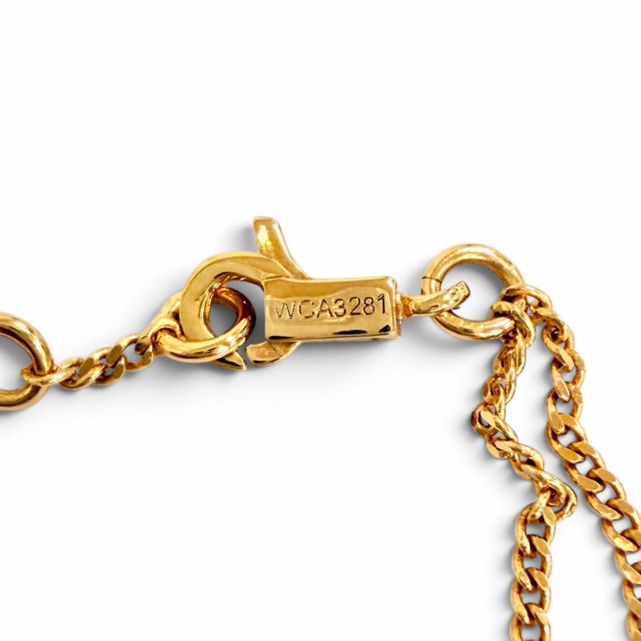 極美品△CELINE セリーヌ 46S906BRA.35OR マイヨン トリオンフ 2連チェーン ブレスレット アクセサリー ゴールド レディース 箱・袋付き