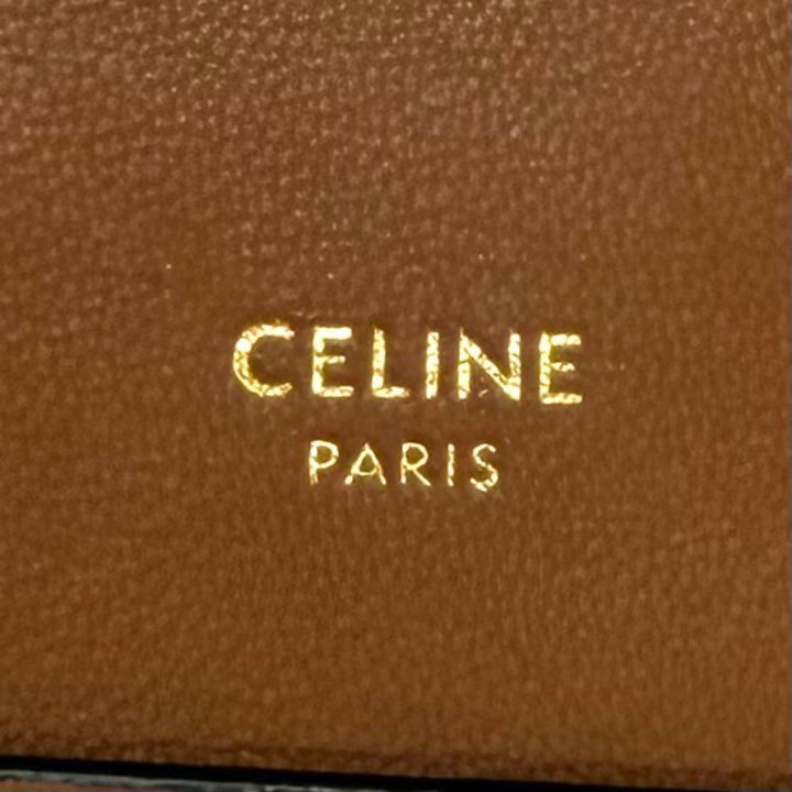 美品★CELINE セリーヌ 10G332 ホワイト/タン トリオンフ レザー フォンポーチ モバイルポーチ 携帯ケース イタリア製 保存袋付き