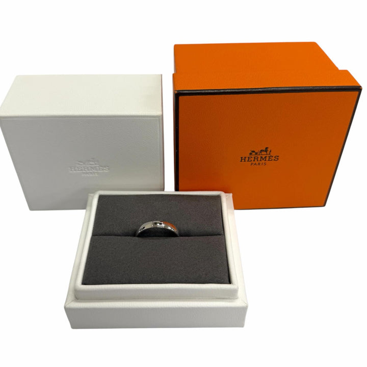 極美品□HERMES エルメス 2021年製 ヘラクレス Hロゴ AU750 リング 指輪 ホワイトゴールド 61(JP21号相当) フランス製 重量4.1g メンズ