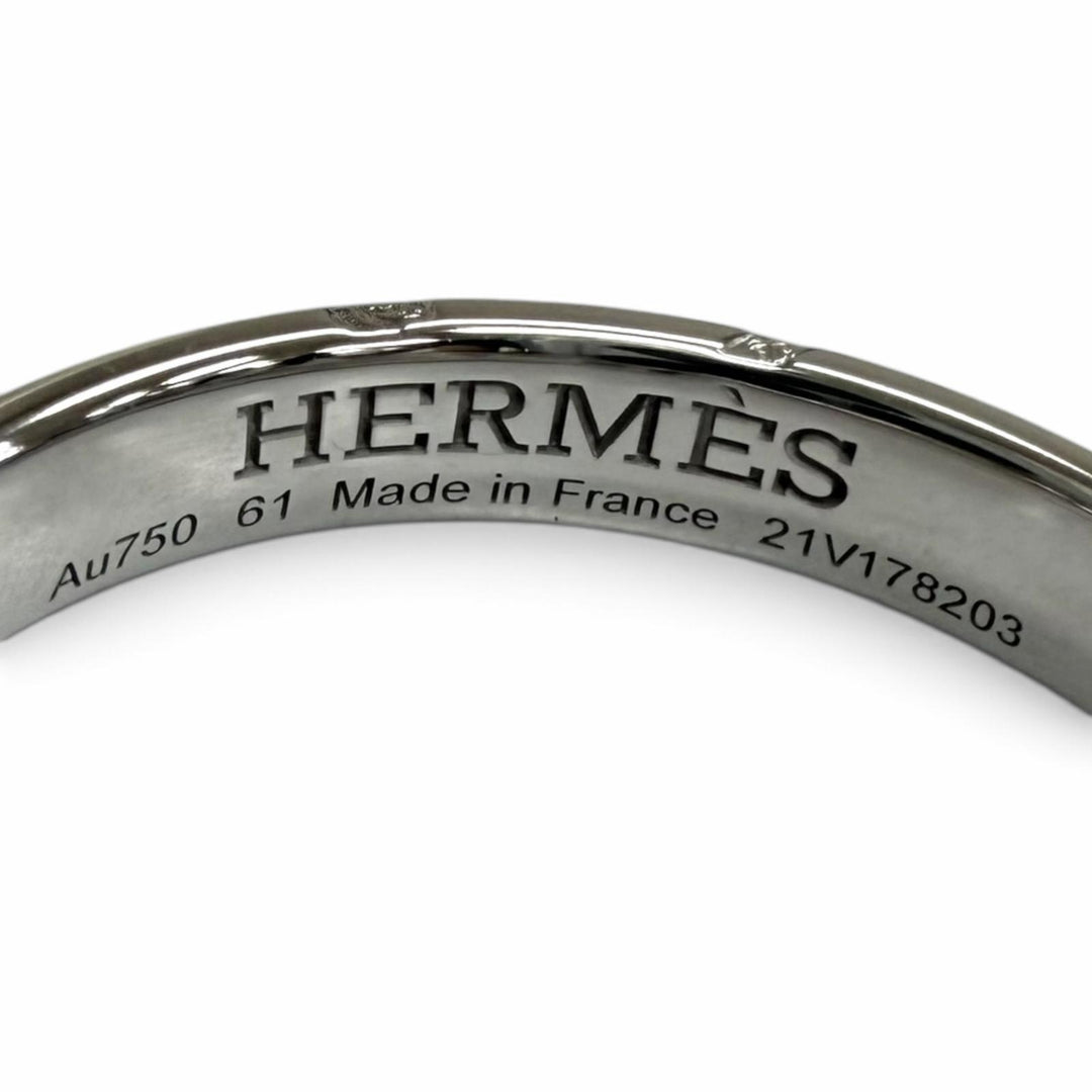 極美品□HERMES エルメス 2021年製 ヘラクレス Hロゴ AU750 リング 指輪 ホワイトゴールド 61(JP21号相当) フランス製 重量4.1g メンズ