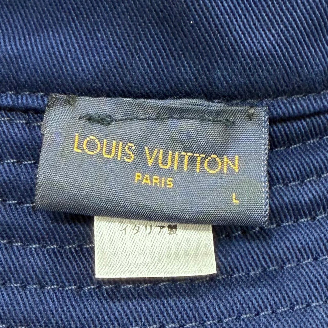 美品▼LOUIS VUITTON ルイヴィトン M77623 シャプカ LVグラフィカルストライプ ロゴ刺繍 リバーシブル パイル地 バケットハット L 正規品