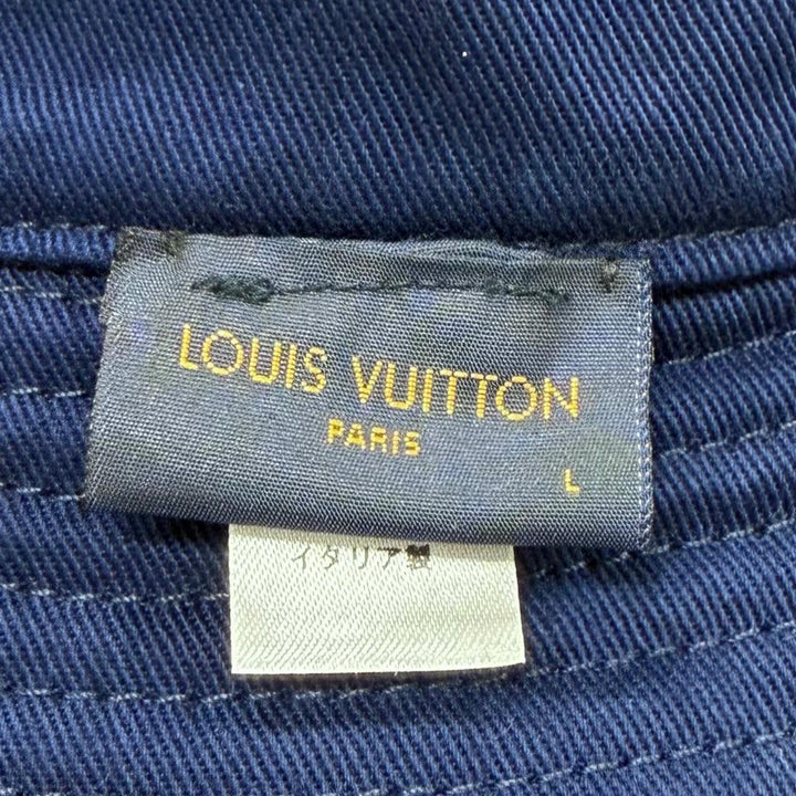 美品▼LOUIS VUITTON ルイヴィトン M77623 シャプカ LVグラフィカルストライプ ロゴ刺繍 リバーシブル パイル地 バケットハット L 正規品
