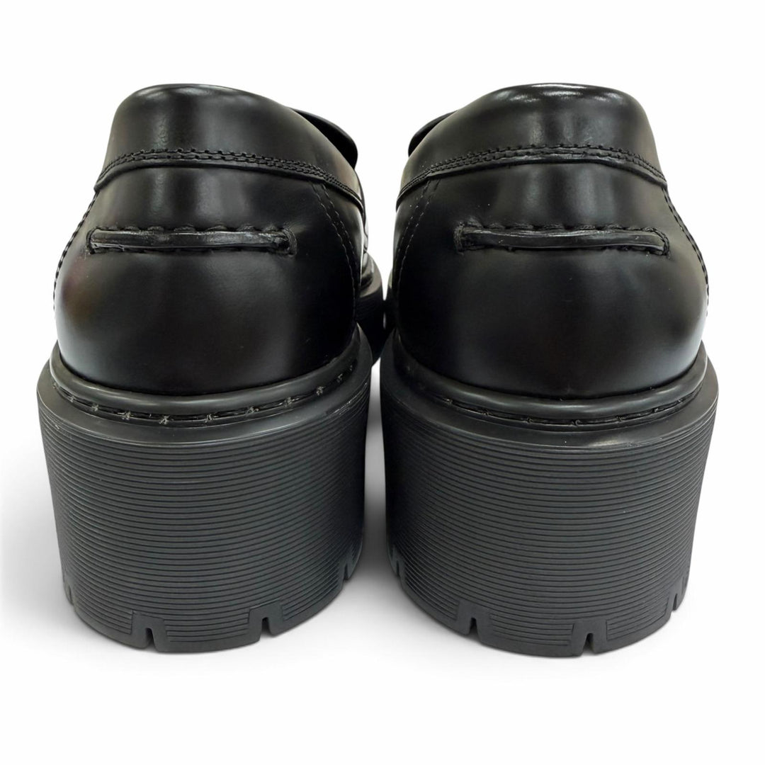 極美品☆HERMES エルメス 2023年製 BR232059Z Hitch ヒッチ Hロゴ 厚底 レザー ローファー ブラック 37 イタリア製 箱・保存袋付