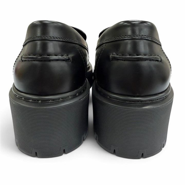 極美品☆HERMES エルメス 2023年製 BR232059Z Hitch ヒッチ Hロゴ 厚底 レザー ローファー ブラック 37 イタリア製 箱・保存袋付