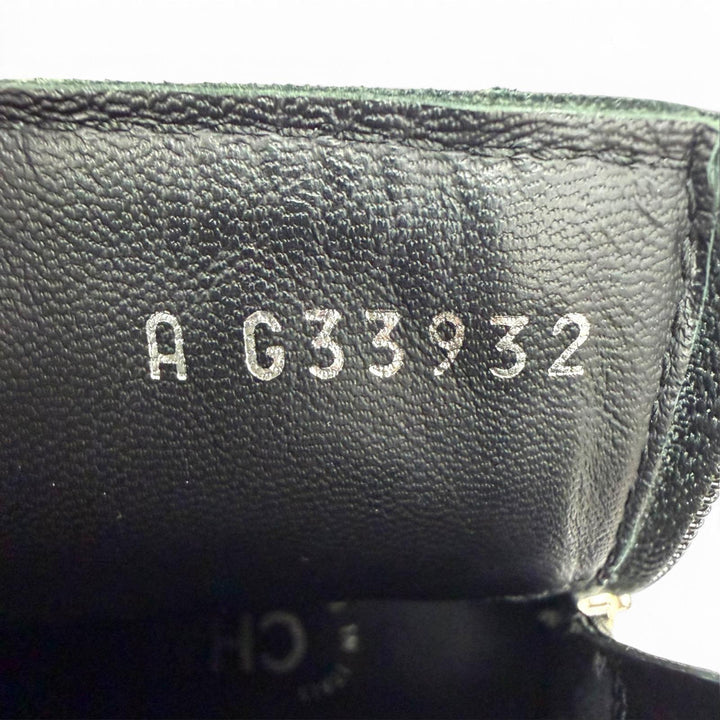 美品☆CHANEL シャネル G33932 ココマーク エコパール・チェーンベルト レザー ショートブーツ ブラック 36.5 イタリア製 レディース