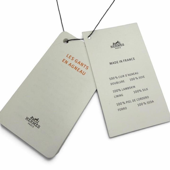 未使用品☆HERMES エルメス ラムスキン 裏地シルク100％ Hデザイン レザーグローブ 手袋 ブラック 7 フランス製 レディース 箱付き