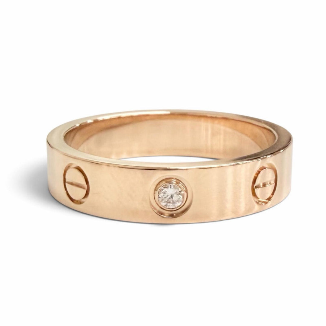 極美品△Cartier カルティエ ミニラブリング 1PD ダイヤモンド 750(PG) K18 指輪 ピンクゴールド 50 (JP10号) 重量4.39g レディース 箱付