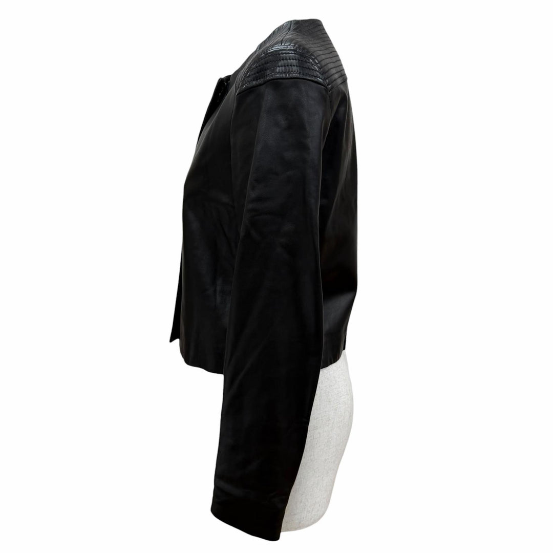 極美品☆THE ROW ザロウ ラムスキン ZIP UP ノーカラージャケット レザージャケット ブラック 4 EUR：36 USA製 レディース
