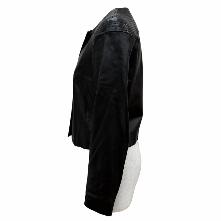 極美品☆THE ROW ザロウ ラムスキン ZIP UP ノーカラージャケット レザージャケット ブラック 4 EUR：36 USA製 レディース