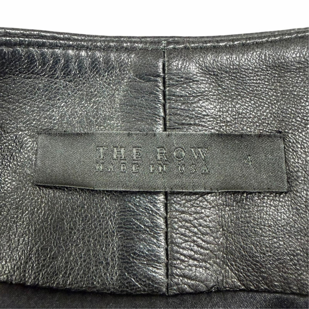 極美品☆THE ROW ザロウ ラムスキン ZIP UP ノーカラージャケット レザージャケット ブラック 4 EUR：36 USA製 レディース