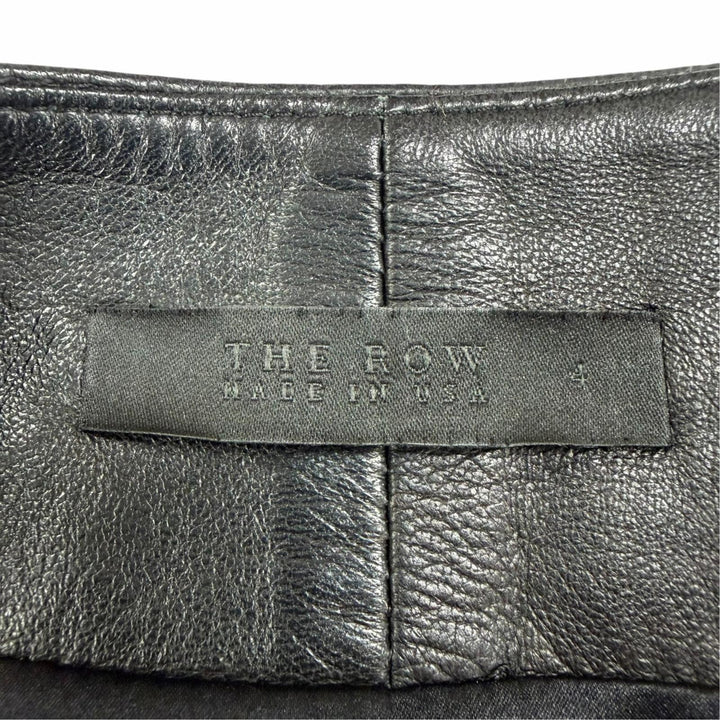極美品☆THE ROW ザロウ ラムスキン ZIP UP ノーカラージャケット レザージャケット ブラック 4 EUR：36 USA製 レディース