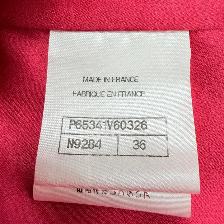 美品☆CHANEL シャネル P65341 ウール100％ 裏地シルク100％ ココマークボタン ツイードコート ピンク FR 36 仏製 正規品 レディース