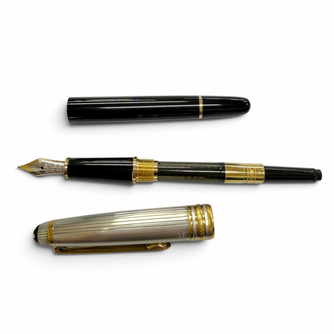 良品▼MONTBLANC モンブラン ヴィンテージ マイスターシュテュック ソリテージ ドゥエ 925 18K Mニブ ホワイトスター 万年筆 重量25.77g