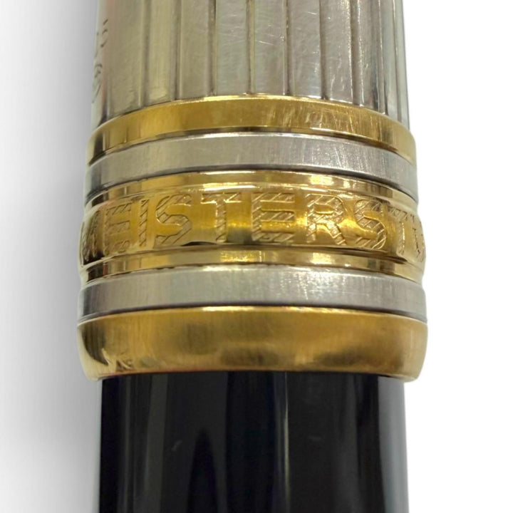 良品▼MONTBLANC モンブラン ヴィンテージ マイスターシュテュック ソリテージ ドゥエ 925 18K Mニブ ホワイトスター 万年筆 重量25.77g