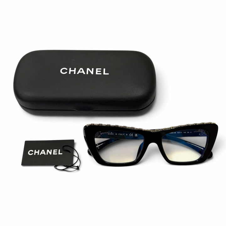 極美品★CHANEL シャネル 3480-S-A 小松菜奈着用モデル ココマーク バタフライシェイプ メガネ 眼鏡 アイウェア ブラック 52□17 140
