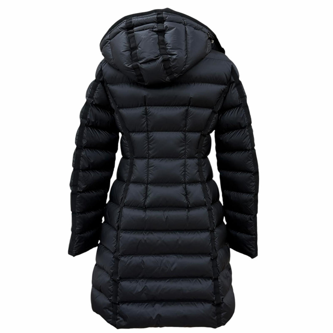 極美品★MONCLER モンクレール 2023年製 エルミンヌ フード・ロゴワッペン付 ダウンコート ブラック 1 正規品 ガーメント・ハンガー付