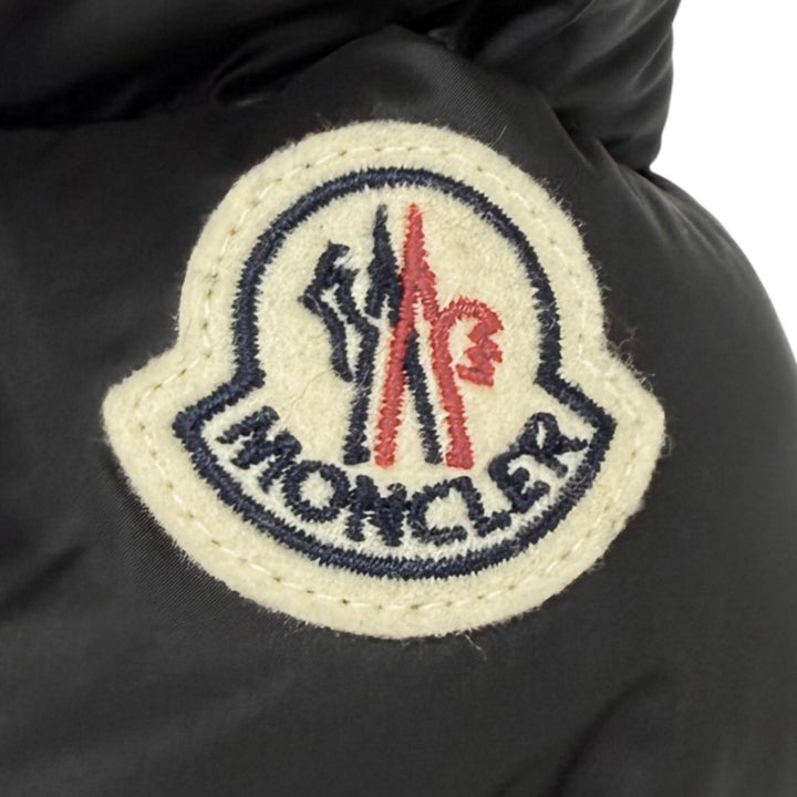 極美品★MONCLER モンクレール 2023年製 エルミンヌ フード・ロゴワッペン付 ダウンコート ブラック 1 正規品 ガーメント・ハンガー付