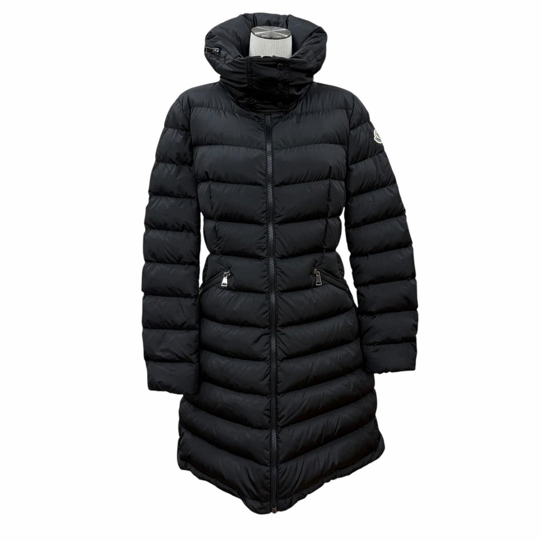 極美品★MONCLER モンクレール 2023年製 FLAMETTE ワッペン付 フード収納可能 ロングダウンコート 3 正規品 ガーメント・ハンガー付