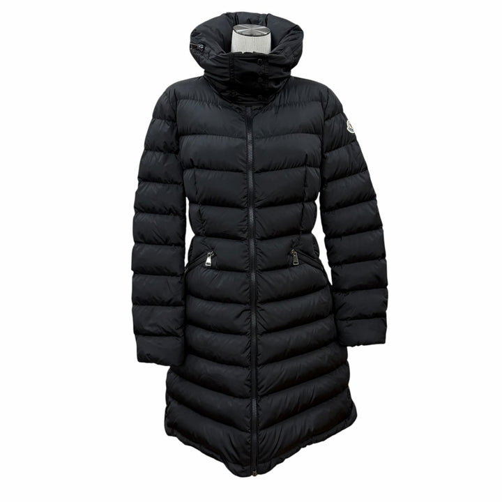 極美品★MONCLER モンクレール 2023年製 FLAMETTE ワッペン付 フード収納可能 ロングダウンコート 3 正規品 ガーメント・ハンガー付