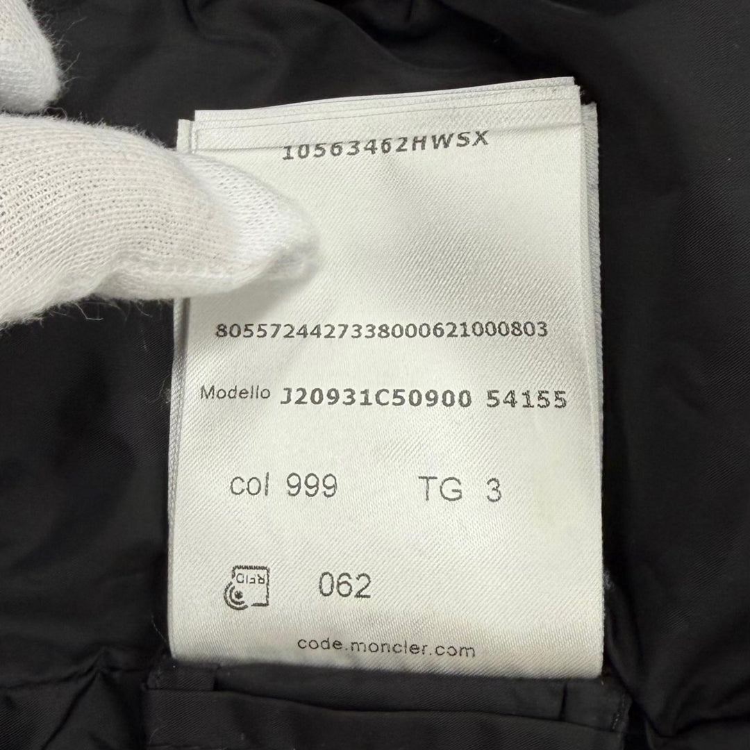 極美品★MONCLER モンクレール 2023年製 FLAMETTE ワッペン付 フード収納可能 ロングダウンコート 3 正規品 ガーメント・ハンガー付