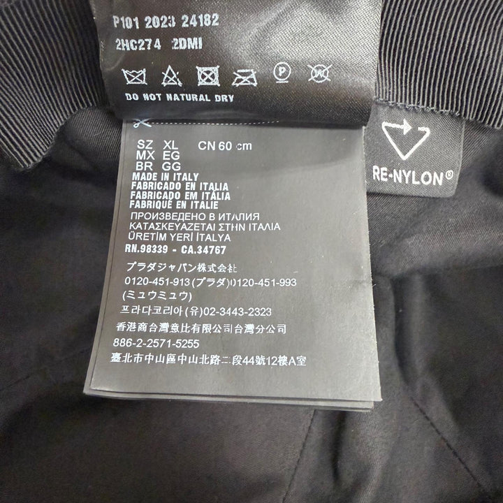 極美品□PRADA プラダ 2023年製 2HC274 一部牛革 RE-NYLON トライアングルロゴ ベースボールキャップ ブラック XL イタリア製 正規品