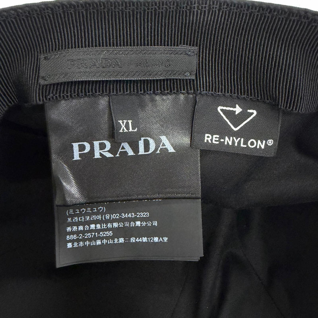極美品□PRADA プラダ 2023年製 2HC274 一部牛革 RE-NYLON トライアングルロゴ ベースボールキャップ ブラック XL イタリア製 正規品