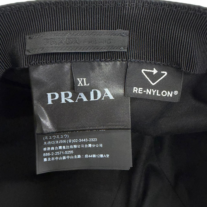 極美品□PRADA プラダ 2023年製 2HC274 一部牛革 RE-NYLON トライアングルロゴ ベースボールキャップ ブラック XL イタリア製 正規品