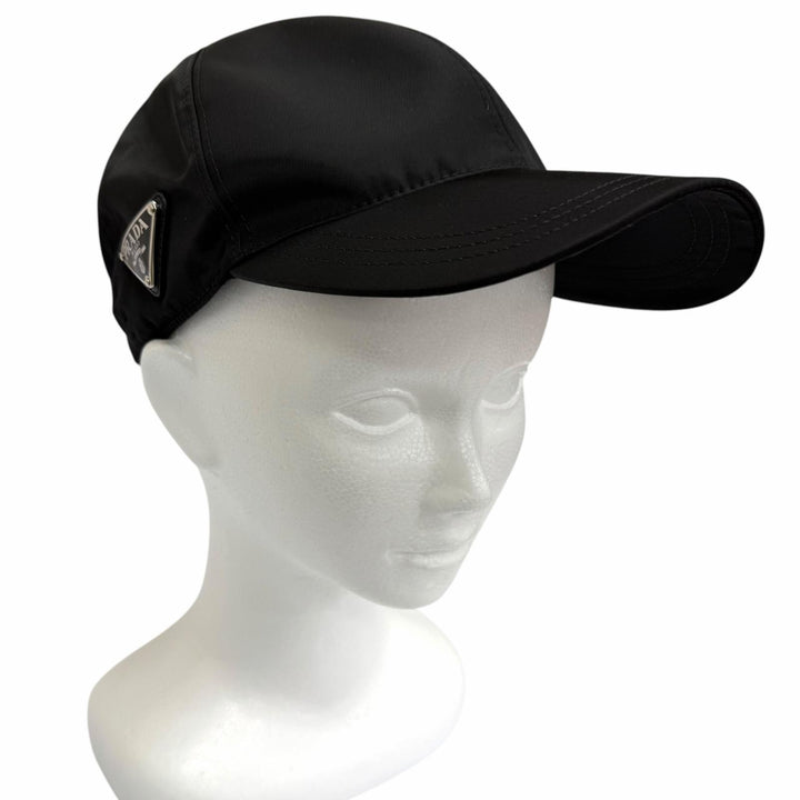 極美品□PRADA プラダ 2023年製 2HC274 一部牛革 RE-NYLON トライアングルロゴ ベースボールキャップ ブラック XL イタリア製 正規品