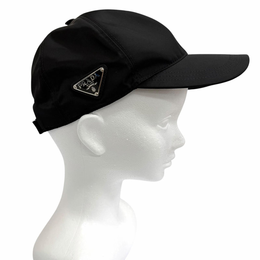 極美品□PRADA プラダ 2023年製 2HC274 一部牛革 RE-NYLON トライアングルロゴ ベースボールキャップ ブラック XL イタリア製 正規品