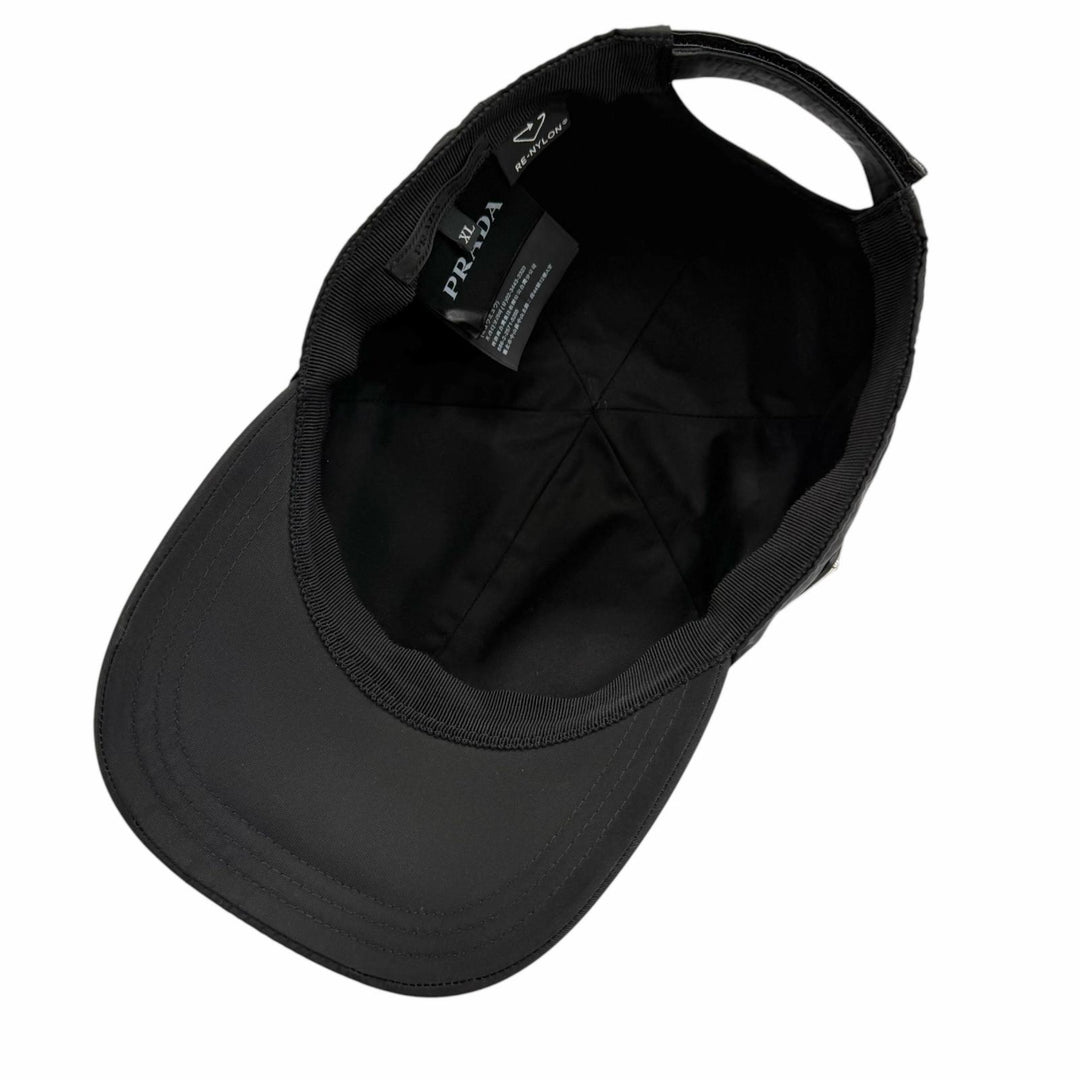 極美品□PRADA プラダ 2023年製 2HC274 一部牛革 RE-NYLON トライアングルロゴ ベースボールキャップ ブラック XL イタリア製 正規品