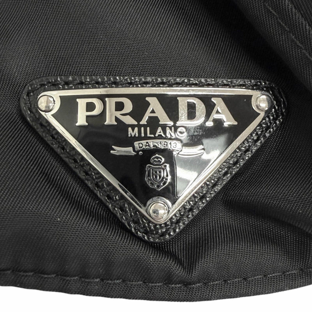 極美品□PRADA プラダ 2023年製 2HC274 一部牛革 RE-NYLON トライアングルロゴ ベースボールキャップ ブラック XL イタリア製 正規品