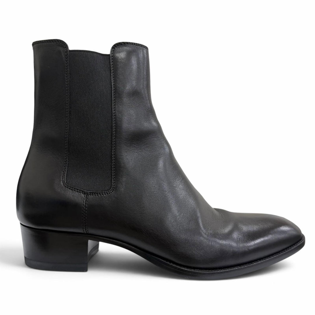 美品□SAINT LAURENT PARIS サンローランパリ 634194 レザー サイドゴア チェルシーブーツ アンクルブーツ ブラック 40.5 イタリア製