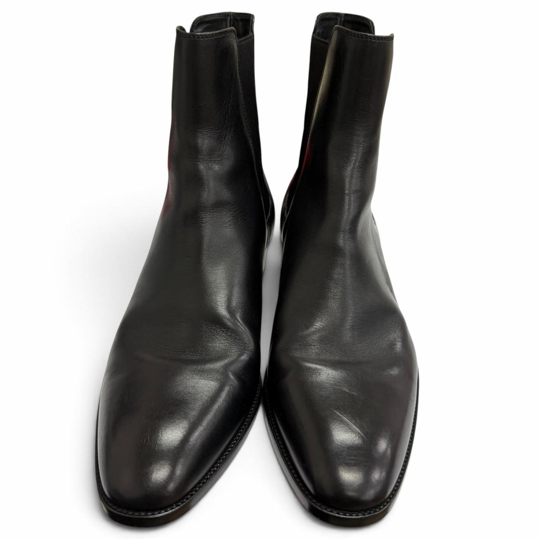美品□SAINT LAURENT PARIS サンローランパリ 634194 レザー サイドゴア チェルシーブーツ アンクルブーツ ブラック 40.5 イタリア製