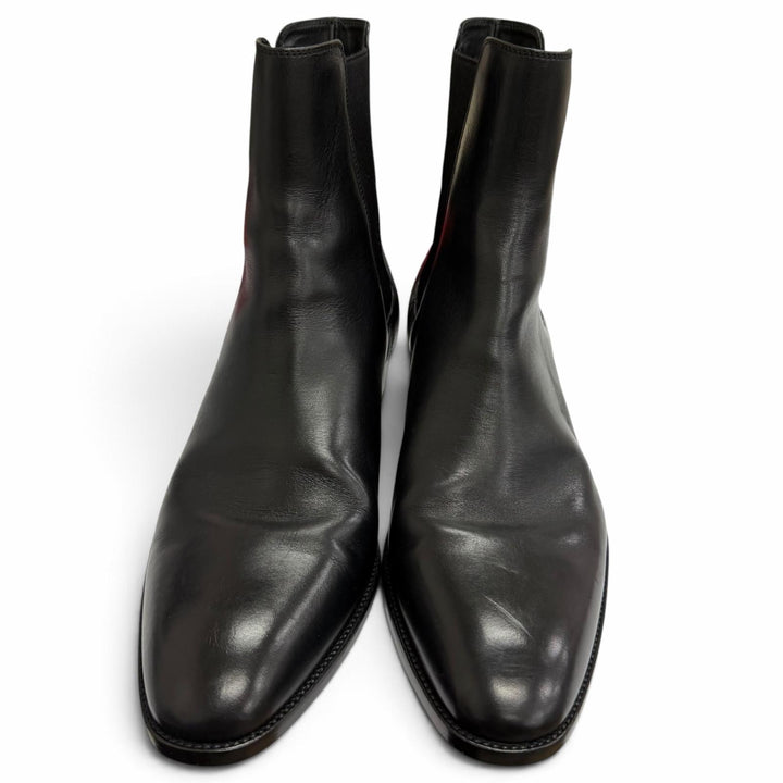 美品□SAINT LAURENT PARIS サンローランパリ 634194 レザー サイドゴア チェルシーブーツ アンクルブーツ ブラック 40.5 イタリア製
