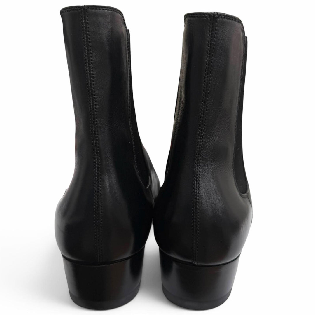 美品□SAINT LAURENT PARIS サンローランパリ 634194 レザー サイドゴア チェルシーブーツ アンクルブーツ ブラック 40.5 イタリア製