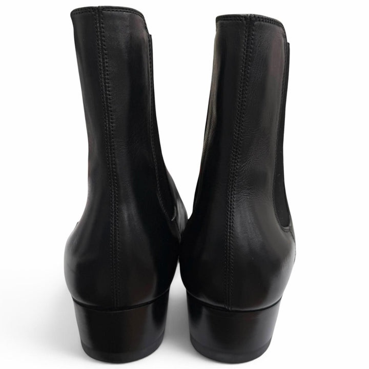 美品□SAINT LAURENT PARIS サンローランパリ 634194 レザー サイドゴア チェルシーブーツ アンクルブーツ ブラック 40.5 イタリア製