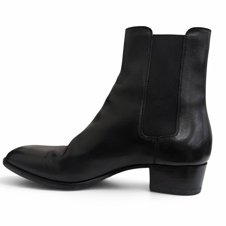美品□SAINT LAURENT PARIS サンローランパリ 634194 レザー サイドゴア チェルシーブーツ アンクルブーツ ブラック 40.5 イタリア製
