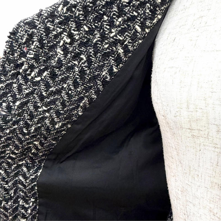美品△CHANEL シャネル ヴィンテージ 97A P09701 ウール ココボタン ミックスツイード スカートスーツ セットアップ 黒計 FR 38 正規品