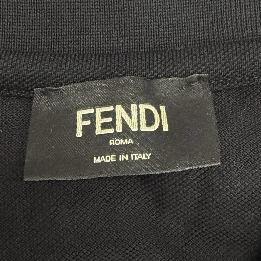 極美品□FENDI フェンディ 2022年製 FY0985 FFエンボスロゴ ベロア ショートスリーブ 半袖ポロシャツ ブラック XXS イタリア製 正規品