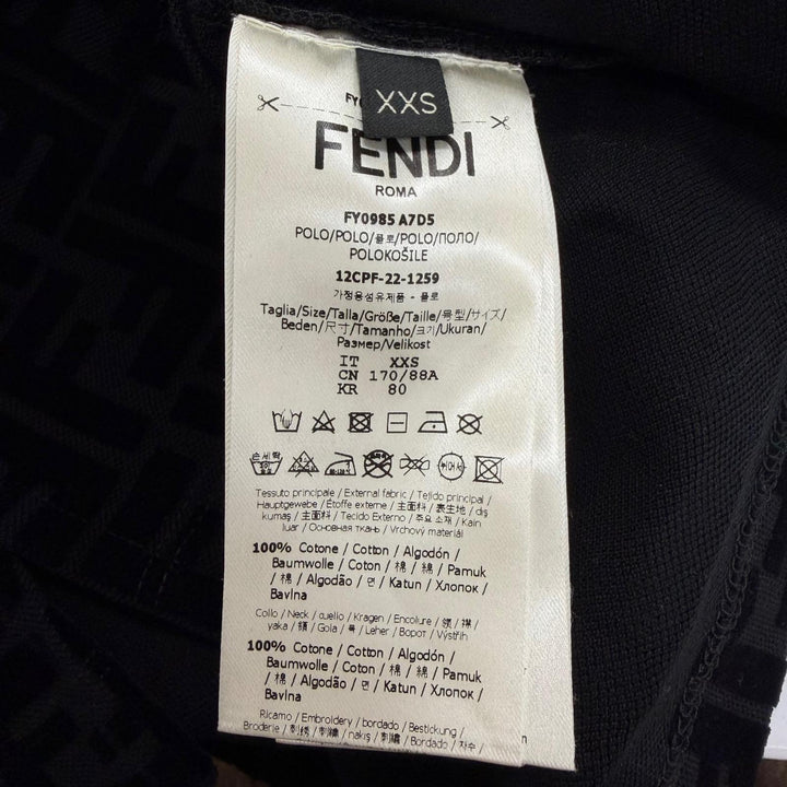 極美品□FENDI フェンディ 2022年製 FY0985 FFエンボスロゴ ベロア ショートスリーブ 半袖ポロシャツ ブラック XXS イタリア製 正規品