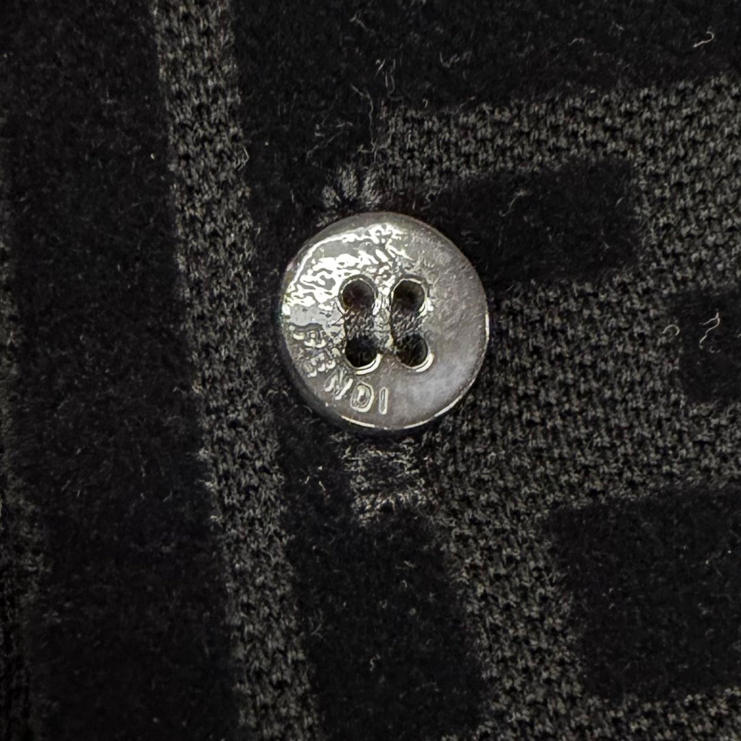 極美品□FENDI フェンディ 2022年製 FY0985 FFエンボスロゴ ベロア ショートスリーブ 半袖ポロシャツ ブラック XXS イタリア製 正規品