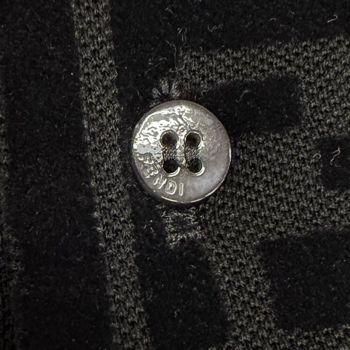 極美品□FENDI フェンディ 2022年製 FY0985 FFエンボスロゴ ベロア ショートスリーブ 半袖ポロシャツ ブラック XXS イタリア製 正規品