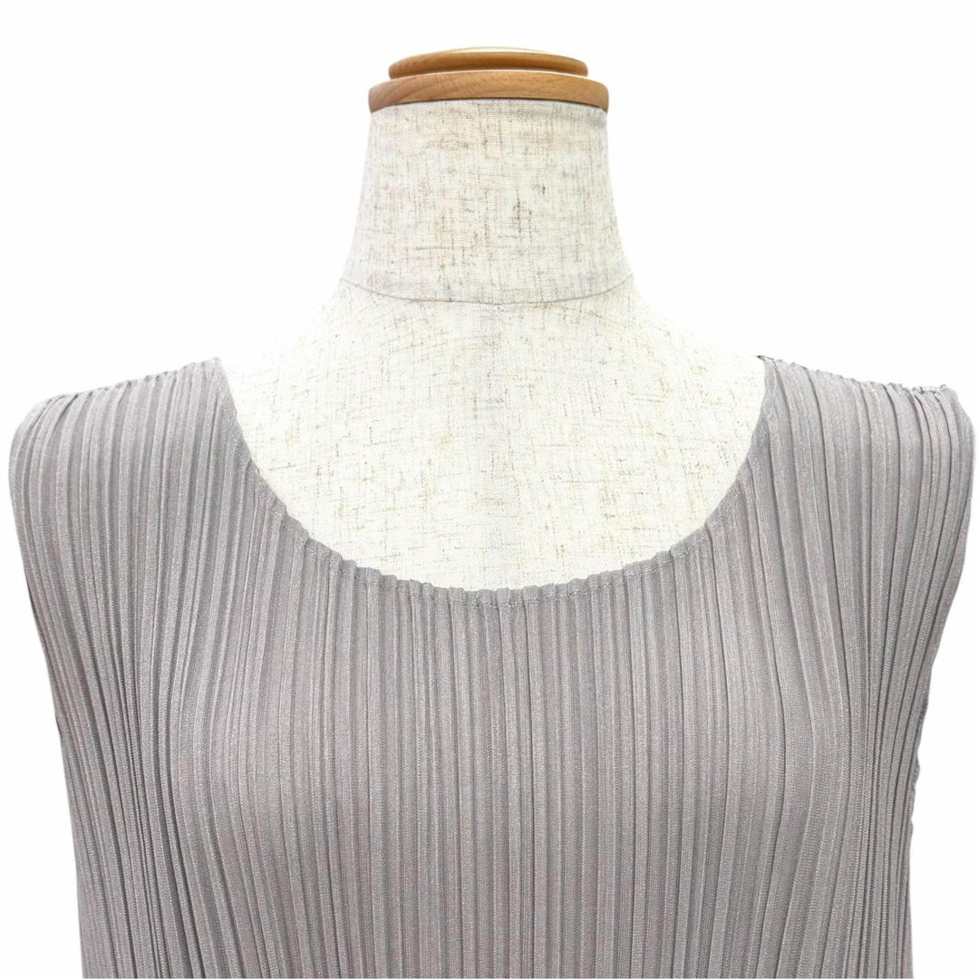未使用品△PLEATS PLEASE プリーツプリーズ イッセイミヤケ PP91-JT523 ノースリーブ チュニック ワンピース グレー 4 日本製 正規品
